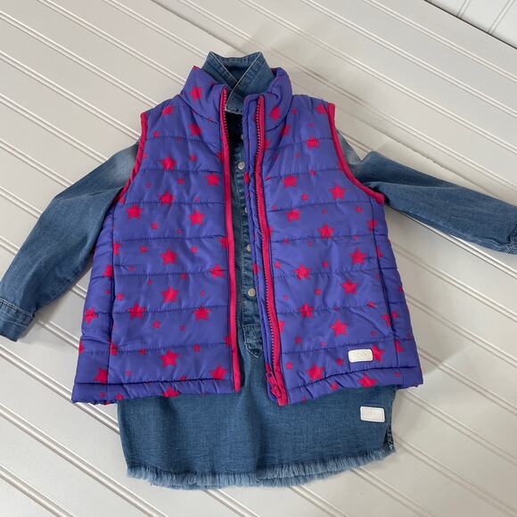 7 For all Mankind & Lee Girls Zip Up Vest & Denim Blouse SET OF 2 Size 3T - Picture 1 of 8